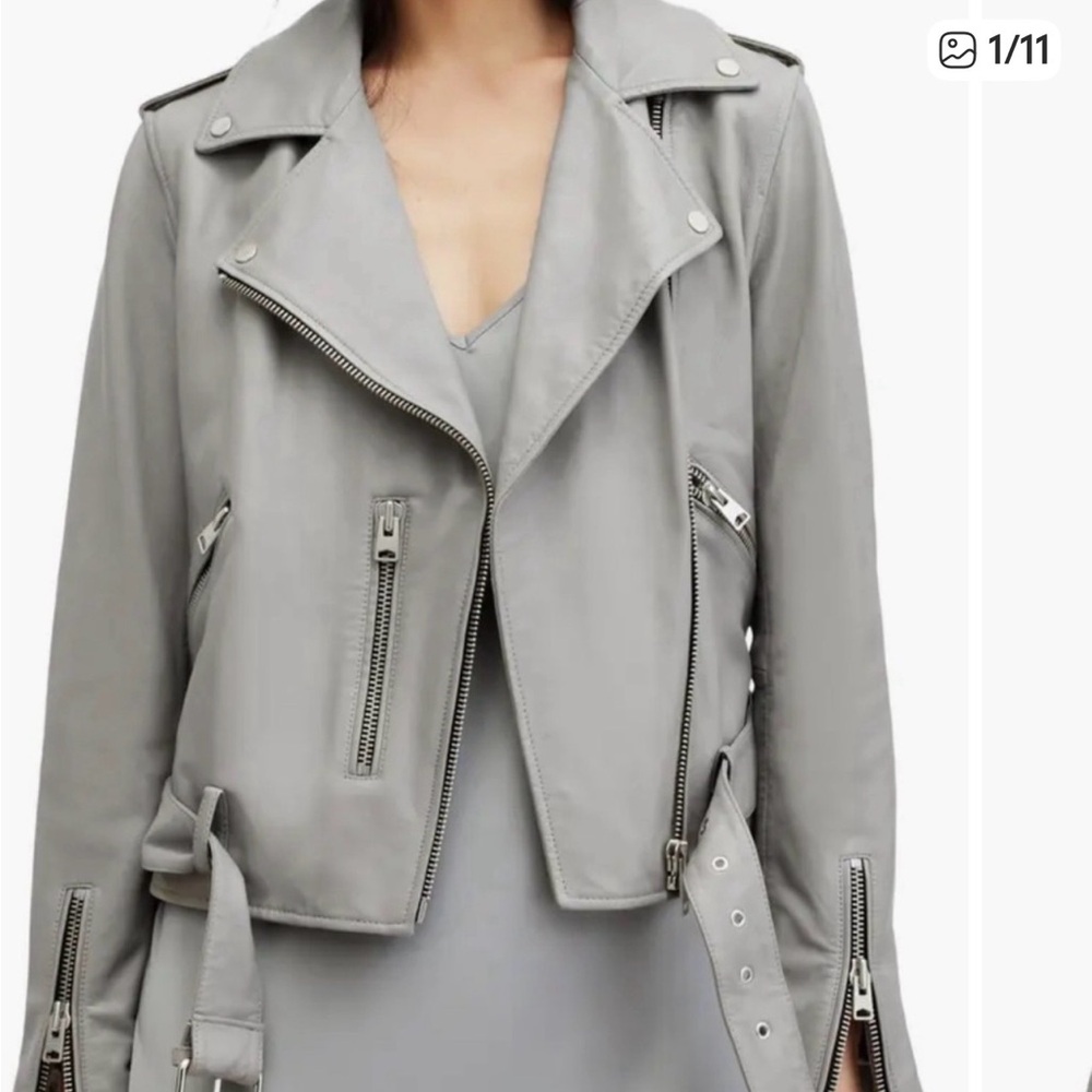 Awesome ALL SAINTS Leather Balfern Biker Jacket Sz 2